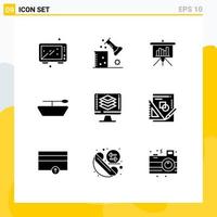 Pack of 9 Modern Solid Glyphs Signs and Symbols for Web Print Media such as share programming science of matter boat powerpoint Editable Vector Design Elements