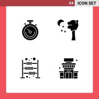 User Interface Pack of 4 Basic Solid Glyphs of clock economy time night building Editable Vector Design Elements