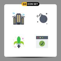 paquete de 4 iconos planos creativos del trabajo científico de la construcción cometa gras elementos de diseño vectorial editables vector