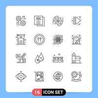 Outline Pack of 16 Universal Symbols of right eject menu arrow dollar Editable Vector Design Elements