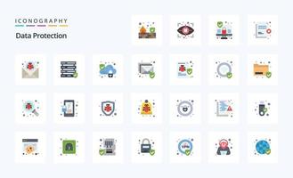 25 Data Protection Flat color icon pack vector