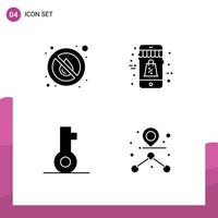 Editable Vector Line Pack of 4 Simple Solid Glyphs of drop key water discount password Editable Vector Design Elements