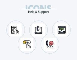 línea de ayuda y soporte paquete de iconos llenos 5 diseño de iconos. ayuda. comunicación. teléfono. apoyo. guía vector