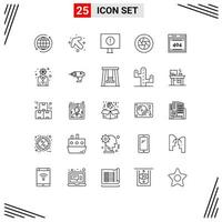 Set of 25 Vector Lines on Grid for computing photo computer movie film Editable Vector Design Elements