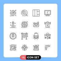 Universal Icon Symbols Group of 16 Modern Outlines of beauty imac health device computer Editable Vector Design Elements