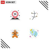 Set of 4 Modern UI Icons Symbols Signs for center cookie percent leaf gingerbread man Editable Vector Design Elements