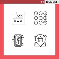 4 iconos creativos signos y símbolos modernos del mapa de comunicaciones ubicación de seguridad www elementos de diseño vectorial editables vector