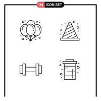 conjunto de 4 colores planos de línea de llenado vectorial en cuadrícula para globos gimnasio noche boya entrenamiento elementos de diseño vectorial editables vector