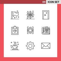 Universal Icon Symbols Group of 9 Modern Outlines of object results aperture medical filled Editable Vector Design Elements