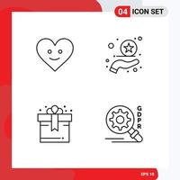 4 Universal Filledline Flat Colors Set for Web and Mobile Applications love gdpr premium birthday security Editable Vector Design Elements