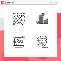 Pictogram Set of 4 Simple Filledline Flat Colors of basketball day time dormitory irish Editable Vector Design Elements