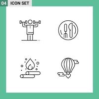 4 Universal Line Signs Symbols of activity droop physical service water Editable Vector Design Elements