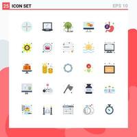 Universal Icon Symbols Group of 25 Modern Flat Colors of health cancer autumn computing monitor Editable Vector Design Elements