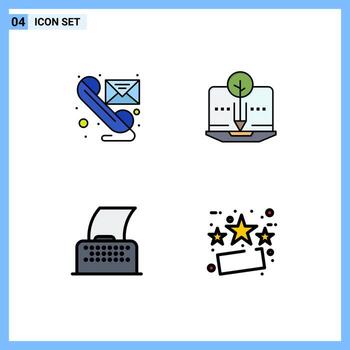 Modern Set of 4 Filledline Flat Colors Pictograph of email cinema script send content text Editable Vector Design Elements