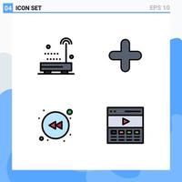 Universal Icon Symbols Group of 4 Modern Filledline Flat Colors of devices left technology plus communication Editable Vector Design Elements