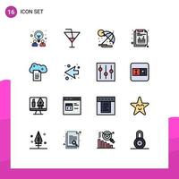 Universal Icon Symbols Group of 16 Modern Flat Color Filled Lines of digital storage report summer quarterly annual Editable Creative Vector Design Elements