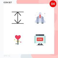 Modern Set of 4 Flat Icons and symbols such as arrows valentine fun heart find Editable Vector Design Elements