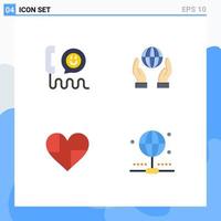 4 Thematic Vector Flat Icons and Editable Symbols of call heart help conservation like Editable Vector Design Elements