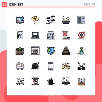 25 Thematic Vector Filled line Flat Colors and Editable Symbols of layout grid science design cleaning Editable Vector Design Elements