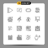 16 iconos creativos signos y símbolos modernos de educación tecnológica para acampar robot inteligente elementos de diseño vectorial editables vector