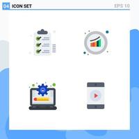 Modern Set of 4 Flat Icons and symbols such as checklist statistics wishlist growth management Editable Vector Design Elements