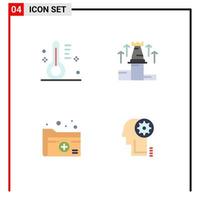 Pictogram Set of 4 Simple Flat Icons of cloudy document temperature fort healthcare Editable Vector Design Elements