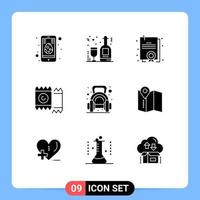 paquete de iconos vectoriales de stock de 9 signos y símbolos de línea para el certificado de ejercicio de peso elementos de diseño vectorial editables del corazón de San Valentín vector