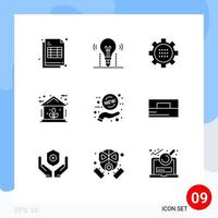 Pictogram Set of 9 Simple Solid Glyphs of power green science energy options Editable Vector Design Elements