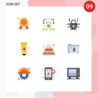 9 Universal Flat Colors Set for Web and Mobile Applications folder candle network wedding cake Editable Vector Design Elements