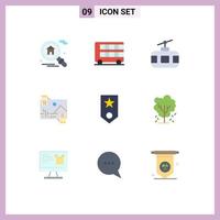 User Interface Pack of 9 Basic Flat Colors of photo dividend cable car distribution travel Editable Vector Design Elements