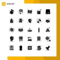 User Interface Pack of 25 Basic Solid Glyphs of devices magician hat love magician magic hat Editable Vector Design Elements