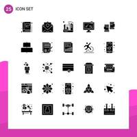 Modern Set of 25 Solid Glyphs Pictograph of glove ecommerce city monitor expansion Editable Vector Design Elements