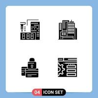 Pictogram Set of 4 Simple Solid Glyphs of architecture credit home construction secure Editable Vector Design Elements