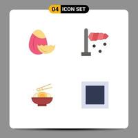 Set of 4 Modern UI Icons Symbols Signs for egg chinese airflow noodle maximize Editable Vector Design Elements