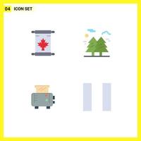 4 Universal Flat Icons Set for Web and Mobile Applications note toast leaf nature toaster Editable Vector Design Elements