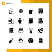 16 Thematic Vector Solid Glyphs and Editable Symbols of automation resistant financial miscellaneous bag Editable Vector Design Elements