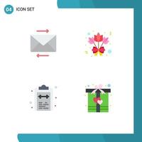 paquete de 4 iconos planos creativos de la casilla de verificación del ramo del bloc de notas del mensaje elementos de diseño vectorial editables vector