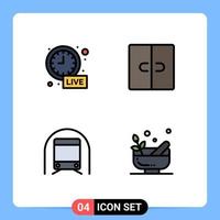 Set of 4 Modern UI Icons Symbols Signs for alarm subway live update furniture transportation Editable Vector Design Elements