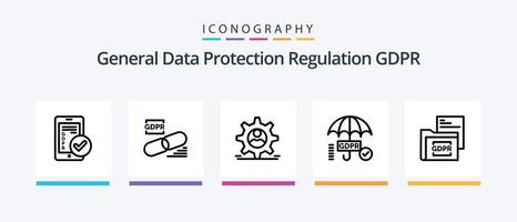 Gdpr Line 5 Icon Pack Including justice. balance. gdpr. security. processor. Creative Icons Design vector