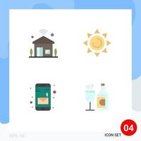 4 Flat Icon concept for Websites Mobile and Apps house message iot shinning glass Editable Vector Design Elements