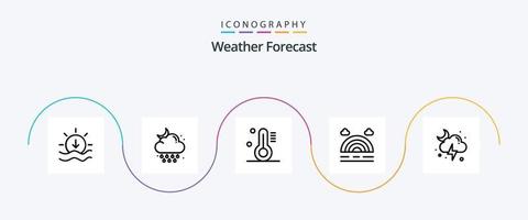 Weather Line 5 Icon Pack Including storm. lightning. temperature. cloud. rainbow vector