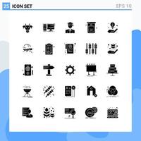 Modern Set of 25 Solid Glyphs and symbols such as shower bathroom workstation bath graduate Editable Vector Design Elements