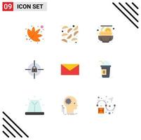 Group of 9 Modern Flat Colors Set for limonade america spaghetti school mail Editable Vector Design Elements