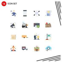 16 iconos creativos signos y símbolos modernos de dirección de documento de anillo de archivo de papel paquete editable de elementos creativos de diseño de vectores