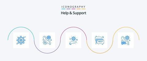 Help And Support Blue 5 Icon Pack Including message. communication. help. chat. optimization vector