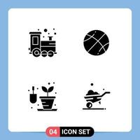 Solid Glyph Pack of 4 Universal Symbols of baby hobbies play time game one wheel Editable Vector Design Elements