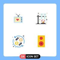 Set of 4 Vector Flat Icons on Grid for television exchange movie space study Editable Vector Design Elements