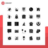 25 User Interface Solid Glyph Pack of modern Signs and Symbols of pants cloth box phone call Editable Vector Design Elements