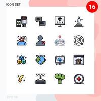 16 Universal Flat Color Filled Line Signs Symbols of development statue computer oscar academy Editable Creative Vector Design Elements