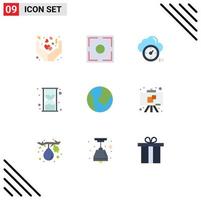 Pack of 9 Modern Flat Colors Signs and Symbols for Web Print Media such as map shopping dashboard time glass Editable Vector Design Elements